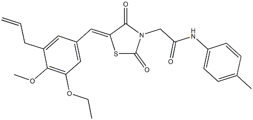 2-[5-(3-allyl-5-ethoxy-4-methoxybenzylidene)-2,4-dioxo-1,3-thiazolidin-3-yl]-N-(4-methylphenyl)acetamide Struktur