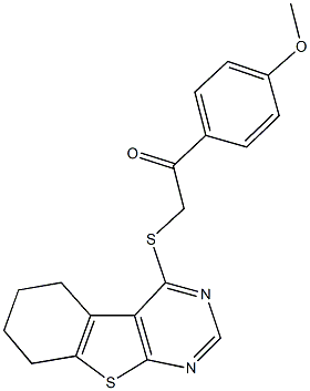 1-(4-methoxyphenyl)-2-(5,6,7,8-tetrahydro[1]benzothieno[2,3-d]pyrimidin-4-ylsulfanyl)ethanone Struktur