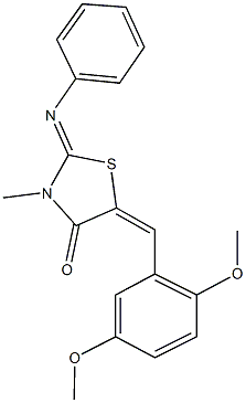 5-(2,5-dimethoxybenzylidene)-3-methyl-2-(phenylimino)-1,3-thiazolidin-4-one Struktur