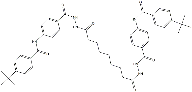 4-tert-butyl-N-[4-({2-[9-(2-{4-[(4-tert-butylbenzoyl)amino]benzoyl}hydrazino)-9-oxononanoyl]hydrazino}carbonyl)phenyl]benzamide Struktur