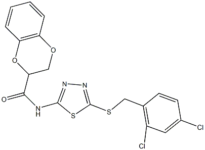 N-{5-[(2,4-dichlorobenzyl)sulfanyl]-1,3,4-thiadiazol-2-yl}-2,3-dihydro-1,4-benzodioxine-2-carboxamide Struktur