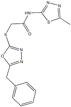 2-[(5-benzyl-1,3,4-oxadiazol-2-yl)sulfanyl]-N-(5-methyl-1,3,4-thiadiazol-2-yl)acetamide Struktur