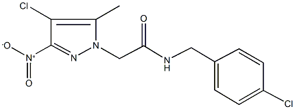 N-(4-chlorobenzyl)-2-{4-chloro-3-nitro-5-methyl-1H-pyrazol-1-yl}acetamide Struktur