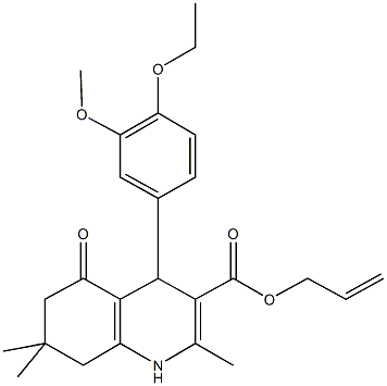 prop-2-enyl 4-[4-(ethyloxy)-3-(methyloxy)phenyl]-2,7,7-trimethyl-5-oxo-1,4,5,6,7,8-hexahydroquinoline-3-carboxylate Struktur