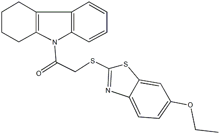 ethyl 2-{[2-oxo-2-(1,2,3,4-tetrahydro-9H-carbazol-9-yl)ethyl]sulfanyl}-1,3-benzothiazol-6-yl ether Struktur