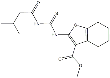 methyl 2-({[(3-methylbutanoyl)amino]carbothioyl}amino)-4,5,6,7-tetrahydro-1-benzothiophene-3-carboxylate Struktur