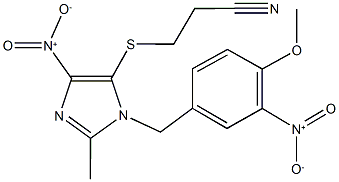 3-[(4-nitro-1-{3-nitro-4-methoxybenzyl}-2-methyl-1H-imidazol-5-yl)sulfanyl]propanenitrile Struktur