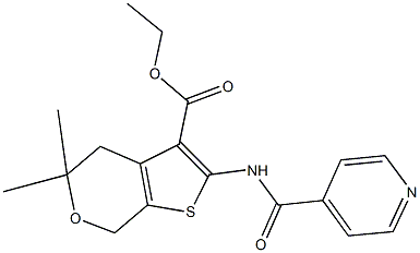 ethyl 2-(isonicotinoylamino)-5,5-dimethyl-4,7-dihydro-5H-thieno[2,3-c]pyran-3-carboxylate Struktur