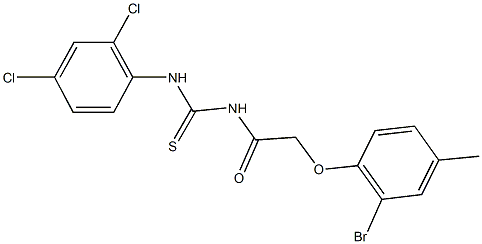 N-[(2-bromo-4-methylphenoxy)acetyl]-N'-(2,4-dichlorophenyl)thiourea Struktur