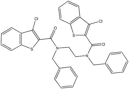 N-benzyl-N-(2-{benzyl[(3-chloro-1-benzothien-2-yl)carbonyl]amino}ethyl)-3-chloro-1-benzothiophene-2-carboxamide Struktur