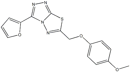 3-(2-furyl)-6-[(4-methoxyphenoxy)methyl][1,2,4]triazolo[3,4-b][1,3,4]thiadiazole Struktur