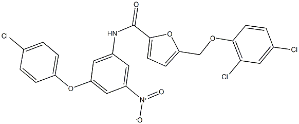 N-{3-(4-chlorophenoxy)-5-nitrophenyl}-5-[(2,4-dichlorophenoxy)methyl]-2-furamide Struktur