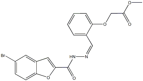 methyl (2-{2-[(5-bromo-1-benzofuran-2-yl)carbonyl]carbohydrazonoyl}phenoxy)acetate Struktur