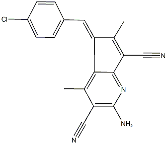 2-amino-5-(4-chlorobenzylidene)-4,6-dimethyl-5H-cyclopenta[b]pyridine-3,7-dicarbonitrile Struktur