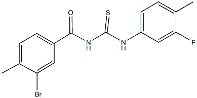 N-(3-bromo-4-methylbenzoyl)-N'-(3-fluoro-4-methylphenyl)thiourea Struktur