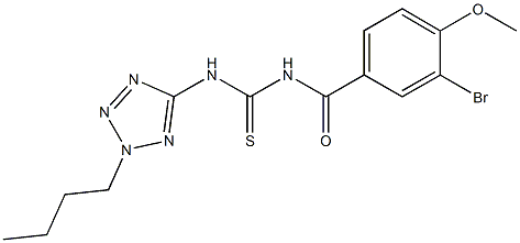 N-(3-bromo-4-methoxybenzoyl)-N'-(2-butyl-2H-tetraazol-5-yl)thiourea Struktur