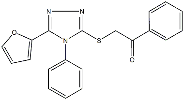 2-{[5-(2-furyl)-4-phenyl-4H-1,2,4-triazol-3-yl]sulfanyl}-1-phenylethanone Struktur