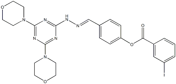 4-{2-[4,6-di(4-morpholinyl)-1,3,5-triazin-2-yl]carbohydrazonoyl}phenyl 3-iodobenzoate Struktur