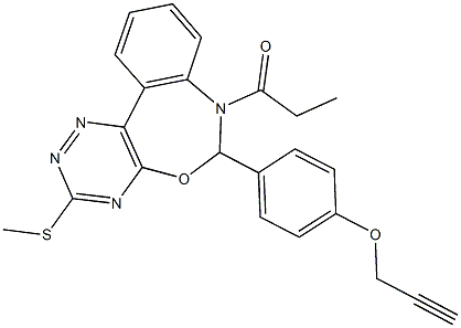 4-[3-(methylsulfanyl)-7-propionyl-6,7-dihydro[1,2,4]triazino[5,6-d][3,1]benzoxazepin-6-yl]phenyl 2-propynyl ether Struktur