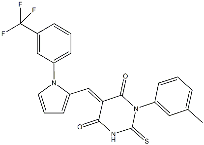 1-(3-methylphenyl)-2-thioxo-5-({1-[3-(trifluoromethyl)phenyl]-1H-pyrrol-2-yl}methylene)dihydro-4,6(1H,5H)-pyrimidinedione Struktur