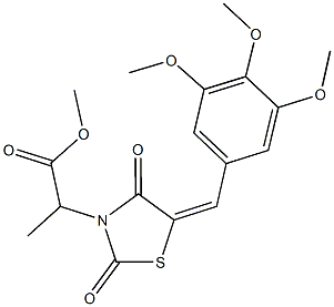 methyl 2-[2,4-dioxo-5-(3,4,5-trimethoxybenzylidene)-1,3-thiazolidin-3-yl]propanoate Struktur