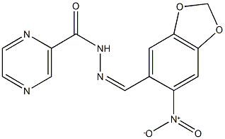 N'-({6-nitro-1,3-benzodioxol-5-yl}methylene)-2-pyrazinecarbohydrazide Struktur