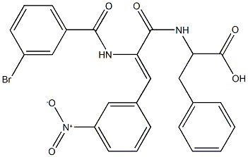 N-(2-[(3-bromobenzoyl)amino]-3-{3-nitrophenyl}acryloyl)phenylalanine Struktur