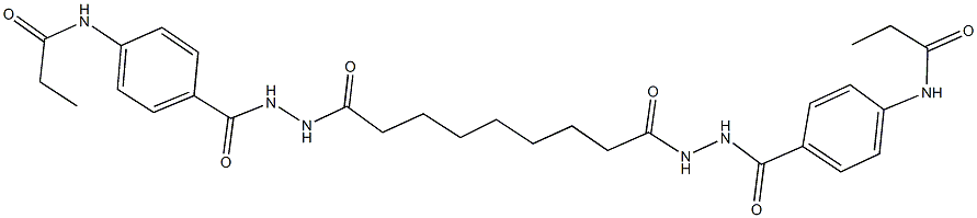 N-(4-{[2-(9-oxo-9-{2-[4-(propionylamino)benzoyl]hydrazino}nonanoyl)hydrazino]carbonyl}phenyl)propanamide Struktur