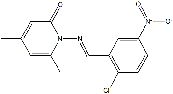 1-({2-chloro-5-nitrobenzylidene}amino)-4,6-dimethylpyridin-2(1H)-one Struktur