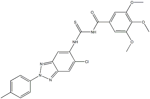 N-[6-chloro-2-(4-methylphenyl)-2H-1,2,3-benzotriazol-5-yl]-N'-(3,4,5-trimethoxybenzoyl)thiourea Struktur