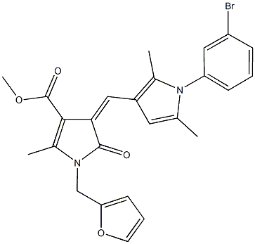 methyl 4-{[1-(3-bromophenyl)-2,5-dimethyl-1H-pyrrol-3-yl]methylene}-1-(2-furylmethyl)-2-methyl-5-oxo-4,5-dihydro-1H-pyrrole-3-carboxylate Struktur