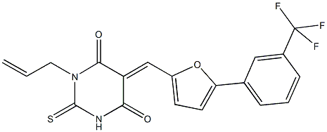 1-allyl-2-thioxo-5-({5-[3-(trifluoromethyl)phenyl]-2-furyl}methylene)dihydro-4,6(1H,5H)-pyrimidinedione Struktur