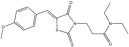 N,N-diethyl-3-[5-(4-methoxybenzylidene)-4-oxo-2-thioxo-1,3-thiazolidin-3-yl]propanamide Struktur