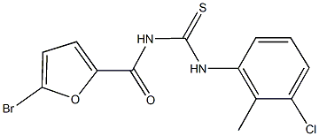 N-(5-bromo-2-furoyl)-N'-(3-chloro-2-methylphenyl)thiourea Struktur