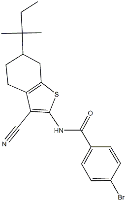 4-bromo-N-(3-cyano-6-tert-pentyl-4,5,6,7-tetrahydro-1-benzothien-2-yl)benzamide Struktur