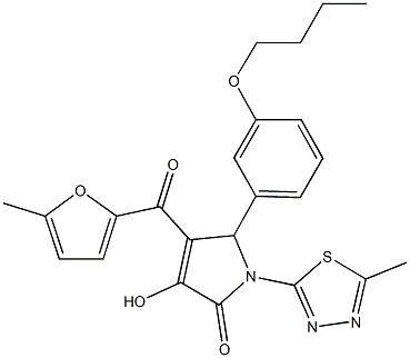 5-(3-butoxyphenyl)-3-hydroxy-4-(5-methyl-2-furoyl)-1-(5-methyl-1,3,4-thiadiazol-2-yl)-1,5-dihydro-2H-pyrrol-2-one Struktur