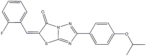 5-(2-fluorobenzylidene)-2-(4-isopropoxyphenyl)[1,3]thiazolo[3,2-b][1,2,4]triazol-6(5H)-one Struktur