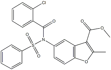 methyl 5-[(2-chlorobenzoyl)(phenylsulfonyl)amino]-2-methyl-1-benzofuran-3-carboxylate Struktur