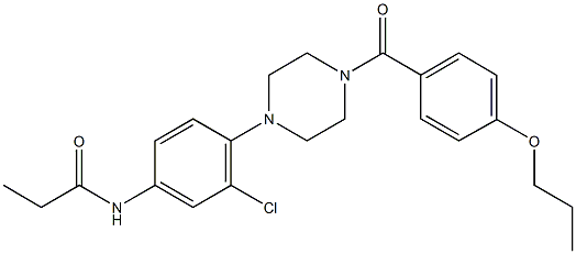 N-{3-chloro-4-[4-(4-propoxybenzoyl)-1-piperazinyl]phenyl}propanamide Struktur