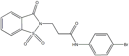 N-(4-bromophenyl)-3-(1,1-dioxido-3-oxo-1,2-benzisothiazol-2(3H)-yl)propanamide Struktur