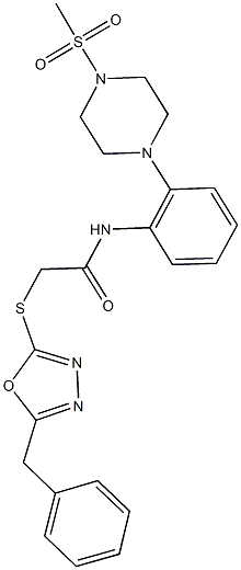 2-[(5-benzyl-1,3,4-oxadiazol-2-yl)sulfanyl]-N-{2-[4-(methylsulfonyl)-1-piperazinyl]phenyl}acetamide Struktur