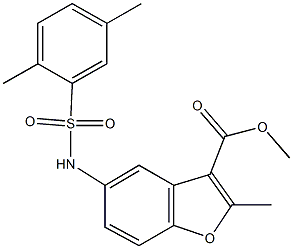 methyl 5-{[(2,5-dimethylphenyl)sulfonyl]amino}-2-methyl-1-benzofuran-3-carboxylate Struktur