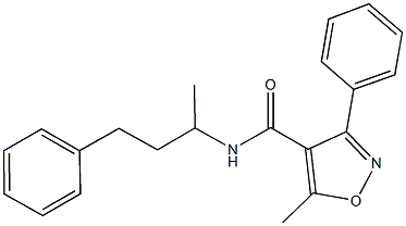 5-methyl-N-(1-methyl-3-phenylpropyl)-3-phenyl-4-isoxazolecarboxamide Struktur