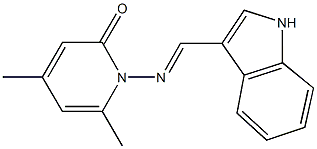 1-[(1H-indol-3-ylmethylene)amino]-4,6-dimethylpyridin-2(1H)-one Struktur