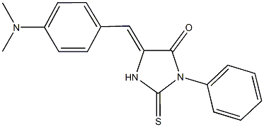 5-[4-(dimethylamino)benzylidene]-3-phenyl-2-thioxo-4-imidazolidinone Struktur