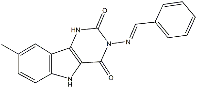 3-(benzylideneamino)-8-methyl-1H-pyrimido[5,4-b]indole-2,4(3H,5H)-dione Struktur