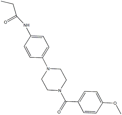 N-{4-[4-(4-methoxybenzoyl)-1-piperazinyl]phenyl}propanamide Struktur