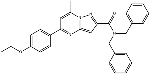 N,N-dibenzyl-5-(4-ethoxyphenyl)-7-methylpyrazolo[1,5-a]pyrimidine-2-carboxamide Struktur