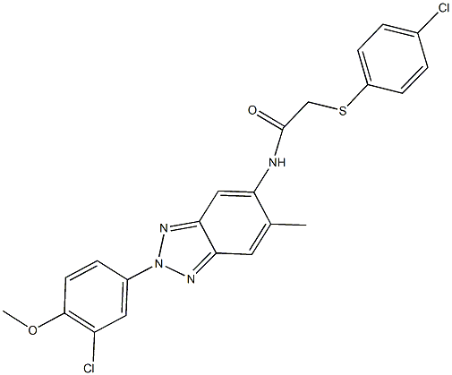 N-[2-(3-chloro-4-methoxyphenyl)-6-methyl-2H-1,2,3-benzotriazol-5-yl]-2-[(4-chlorophenyl)sulfanyl]acetamide Struktur