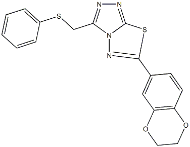 [6-(2,3-dihydro-1,4-benzodioxin-6-yl)[1,2,4]triazolo[3,4-b][1,3,4]thiadiazol-3-yl]methyl phenyl sulfide Struktur